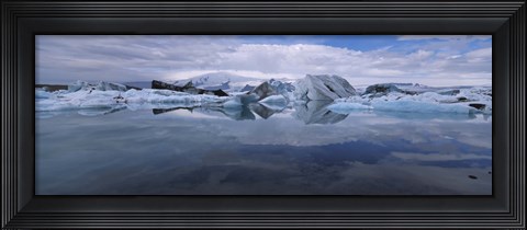Framed Ice Berg Floating On The Water, Vatnajokull Glacier, Iceland Print