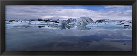 Framed Ice Berg Floating On The Water, Vatnajokull Glacier, Iceland Print