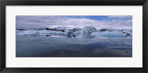 Framed Ice Berg Floating On The Water, Vatnajokull Glacier, Iceland Print