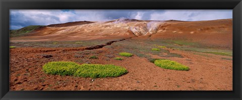 Framed Steam Emitting From The Ground, Lehmjukur Thermal Area, Iceland Print