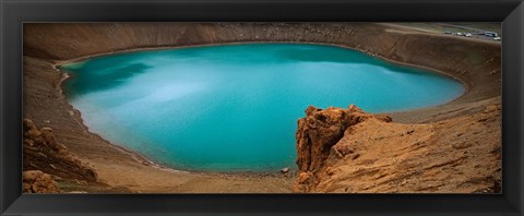 Framed Lake On The Volcano, Blue Lake, Viti Crater, Iceland Print