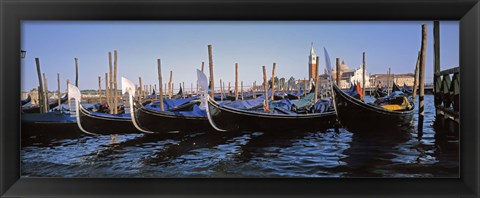 Framed View of gondolas, Venice, Italy Print