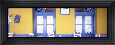 Framed Greece, Hydra, Empty restaurant Print