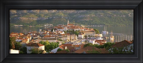 Framed Croatia, Korcula, Korcula Island, City on the waterfront Print