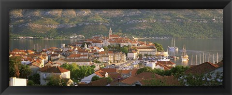 Framed Croatia, Korcula, Korcula Island, City on the waterfront Print