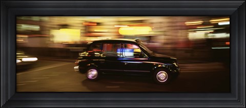 Framed England, London, Black cab in the night Print