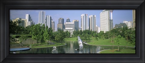 Framed Park In The City, Petronas Twin Towers, Kuala Lumpur, Malaysia Print