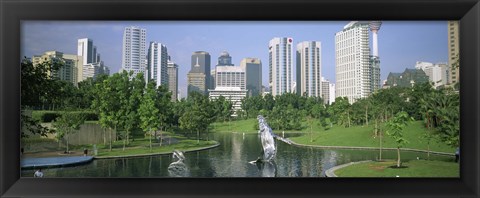 Framed Park In The City, Petronas Twin Towers, Kuala Lumpur, Malaysia Print