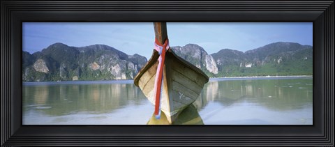 Framed Boat Moored In The Water, Phi Phi Islands, Thailand Print