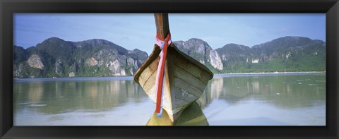 Framed Boat Moored In The Water, Phi Phi Islands, Thailand Print