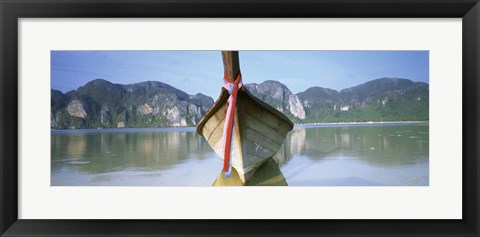 Framed Boat Moored In The Water, Phi Phi Islands, Thailand Print