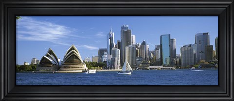 Framed Australia, New South Wales, Sydney, Sydney harbor, View of Sydney Opera House and city Print