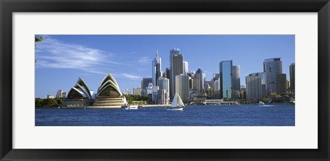 Framed Australia, New South Wales, Sydney, Sydney harbor, View of Sydney Opera House and city Print