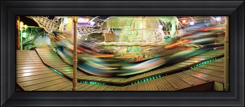 Framed Carousel in motion, Amusement Park, Stuttgart, Germany Print