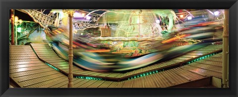 Framed Carousel in motion, Amusement Park, Stuttgart, Germany Print