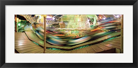 Framed Carousel in motion, Amusement Park, Stuttgart, Germany Print