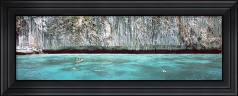 Framed High Angle View Of Three People Snorkeling, Phi Phi Islands, Thailand Print