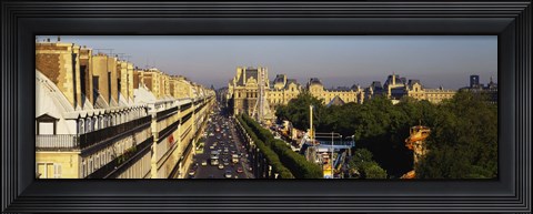 Framed High angle view of vehicles on the road, Musee du Louvre, Royal Street, Paris, France Print