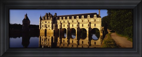 Framed Water In Front Of The Building, Loire Valley, Chenonceaux, France Print