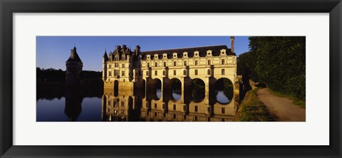 Framed Water In Front Of The Building, Loire Valley, Chenonceaux, France Print