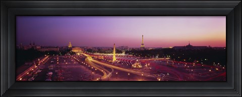 Framed High angle view of Paris at dusk Print