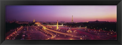 Framed High angle view of Paris at dusk Print