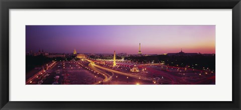 Framed High angle view of Paris at dusk Print