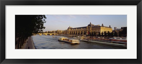 Framed Passenger Craft In A River, Seine River, Musee D&#39;Orsay, Paris, France Print