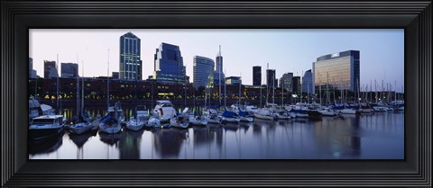 Framed Boats Docked At A Harbor, Puerto Madero, Buenos Aires, Argentina Print