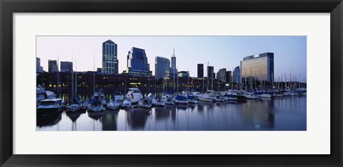 Framed Boats Docked At A Harbor, Puerto Madero, Buenos Aires, Argentina Print