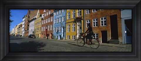 Framed Woman Riding A Bicycle, Copenhagen, Denmark Print