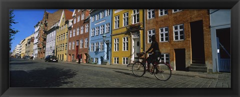 Framed Woman Riding A Bicycle, Copenhagen, Denmark Print