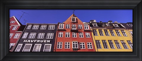 Framed Low Angle View Of Houses, Nyhavn, Copenhagen, Denmark Print