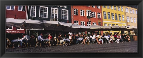 Framed Tourists In A Road Side Restaurant, Nyhavn, Copenhagen, Denmark Print