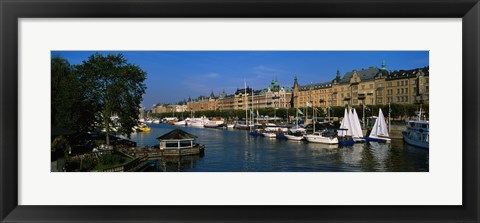 Framed Boats In A River, Stockholm, Sweden Print