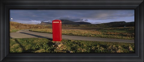 Framed Telephone Booth In A Landscape, Isle Of Skye, Highlands, Scotland, United Kingdom Print