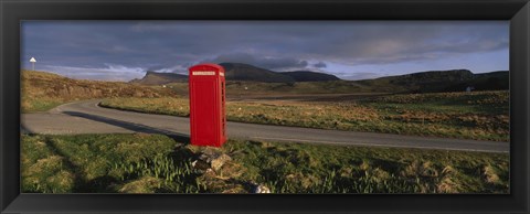 Framed Telephone Booth In A Landscape, Isle Of Skye, Highlands, Scotland, United Kingdom Print