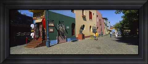 Framed Multi-Colored Buildings In A City, La Boca, Buenos Aires, Argentina Print