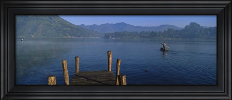 Framed Pier On A Lake, Santiago, Lake Atitlan, Guatemala Print