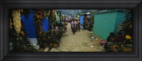 Framed Houses Decorated With Flowers, Zunil Cemetery, Guatemala Print