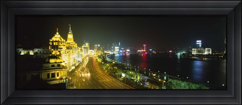Framed Buildings Lit Up At Night, The Bund, Shanghai, China Print