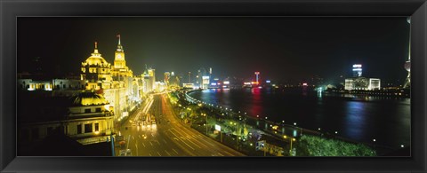 Framed Buildings Lit Up At Night, The Bund, Shanghai, China Print