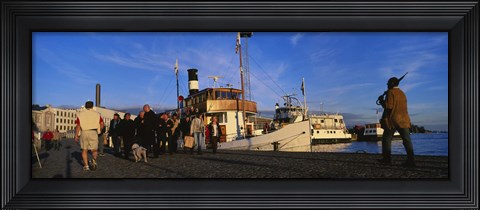 Framed Tourboat Moored At A Dock, Helsinki, Finland Print