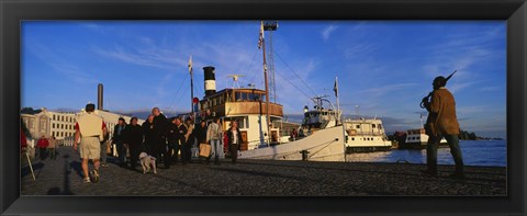 Framed Tourboat Moored At A Dock, Helsinki, Finland Print