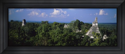 Framed High Angle View Of An Old Temple, Tikal, Guatemala Print