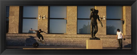 Framed Skateboarders In Front Of A Building, Oslo, Norway Print