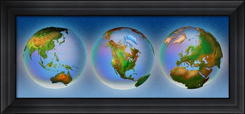 Framed Close-up of three globes Print