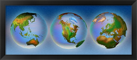 Framed Close-up of three globes Print