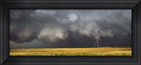 Framed Thunderstorm advancing over a field Print