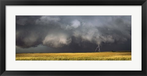 Framed Thunderstorm advancing over a field Print